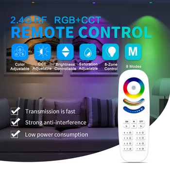 2.4 G RF Control de la Distanță RGBCCT RGBW WWCW Luminozitate Reglabilă Estompat Saturație 8-Grup de Zonă 9Light Moduri de 30M Distanta de Control