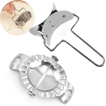 2 buc Oțel Inoxidabil Găluște Instrument Leneș DIY Jiaozi Maker Dispozitiv de Tăiere Ușor de Aluat Peeling Slicer Mucegai Ambalaje de Bucătărie