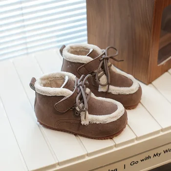2023 Pantofi pentru Copii Cizme pentru Fata de Iarna Cald Toddler Scurt Glezna Cizme de Modă de Culoare Solidă Versatil Copii în aer liber Bumbac Cizme