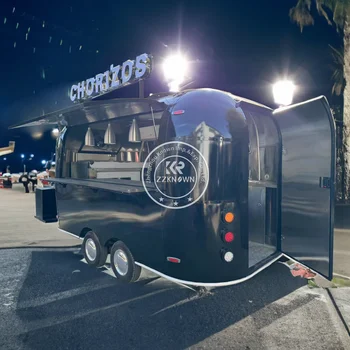 2024 China Producător De Oțel Inoxidabil Airstream Mobil De Pizza Fast-Food Camion Trailer Cu Bucătărie Completă De Echipamente Pentru Vânzare