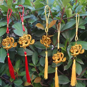 25cm 2024 Anul Dragonului de Aur Plastic Zodia Dragon Mic Pandantiv Mascota Bonsai pentru Decorațiuni interioare Auto Ornamente Suspendate