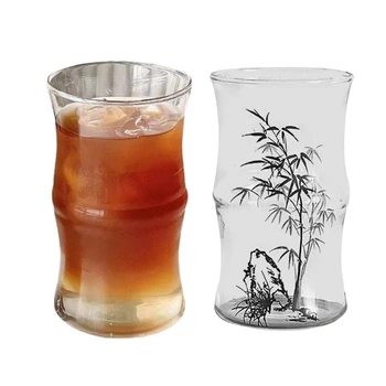 Bambus Nod Ceașcă de Sticlă rezistente la Căldură, Butucii Drinkware Ceaiuri Suc de Cafea cu Lapte Cana Cana de Suc de Case Bar Partide