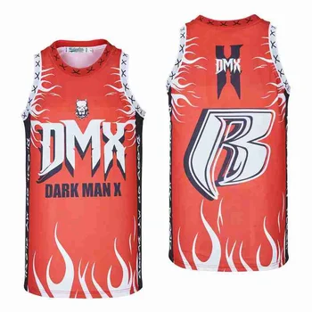Baschet Tricouri DARK MAN X DMX jersey Cusut Broderie Ieftine de Înaltă Calitate în aer liber, sporturi de Hip-hop Black Red 2023 NOI de vara