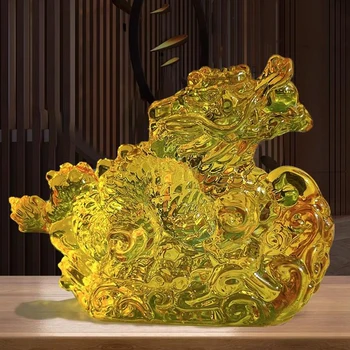 Colorate, Geamuri Dragon Chinezesc În Miniatură Ornament Acasă Figurine Prespapier Feng Shui Birou Decor Accesorii Cadouri Artizanat