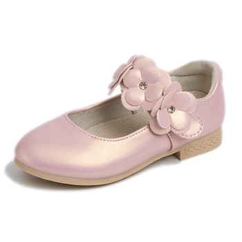 Copii Pantofi Casual pentru Fete Flori Tocuri Joase Roz Elegant 2023 Nou Simplu Non-alunecare de Copii Pantofi Mary Janes pentru Petrecerea de Nunta