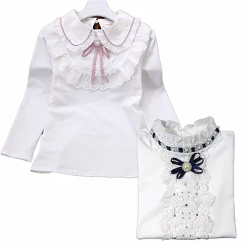Elegant Princess Girl T Shirt Bluza Haine De Fata Dantela Cămașă Albă Adolescent Girls Îmbrăcăminte Formală Copil Haine Plus Dimensiunea Boutique