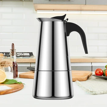 Espresso Filtru de Inducție Filtru de Cafea din Oțel Inoxidabil, Plită Filtru de Cafea Moka pot 200ml/4 Cana Portabil Filtru de Cafea Oală