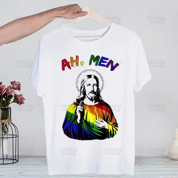 Isus Amuzant LGBT Pride Curcubeu Tricouri O-Neck Short Sleeve Regular Mens Înălțime de Calitate Lesbiene, Gay, Bisexuali, Tee Shirt