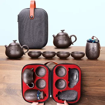 Kung fu ceainic set de Ceai,Frumos și ușor ceainic ceainic,China Travel Ceramic Portabil Teaset,Ceramică Tava Ceașcă de Cafea gaiwan