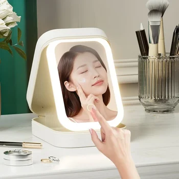 LED Oglinda Cosmetice Machiaj de Stocare de Mare Capacitate Sac de Cosmetice Portabil Sac de Depozitare Pentru Fata Femei Călătorie Organizator Machiaj