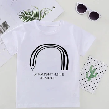 Linie Dreaptă Bender Design Băiat Și Fată De Moda Scrisoare Tricouri Copii Streetwear Casual Cu Maneci Scurte Curcubeu Imprimate T-Shirt