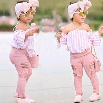 Moda Cu Dungi Haine Copii Fete Seturi Fată Copilul De Vară, Haine De Bumbac, Fără Mâneci Topuri+Pantaloni Imbracaminte Copii 1-6 Ani