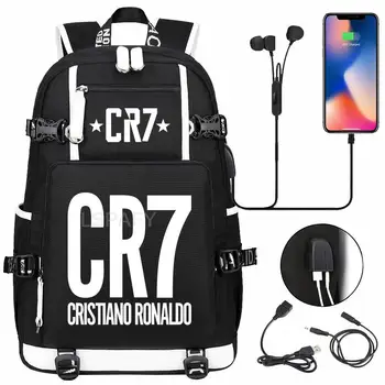 Superstar de fotbal CR7 USB de Încărcare Rucsac Ronaldo Ghiozdan de Călătorie Notebook Laptop Genti Pentru Adolescenti Elevi