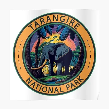 Tarangire National Park, Tanzania Elephan Poster Pictura De Epocă Arta De Imprimare Cameră Murală Decor De Perete Acasă Decor Amuzant Nici Un Cadru
