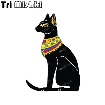 Tri Mishki W1315 Pisica Bastet Simbol al Egiptului Masina Autocolant PVC Decalcomanii Autocolant pe Bara de protecție Auto Laptop Ușa de Perete Autocolant