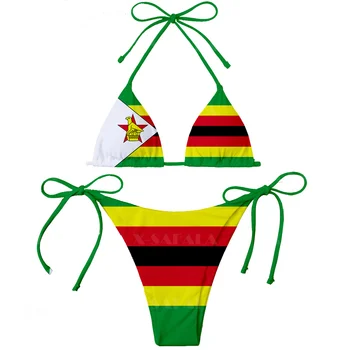 Țară africană Kenya, Maroc Zambia Zimbabwe Pavilion de Imprimare 3D Femei Micro Set de Bikini Vara pe Plajă Plaja Sexy Costume de Baie