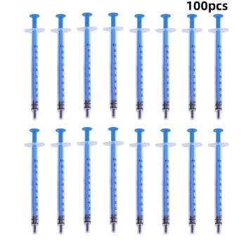 100buc 1 ml de Unică folosință Injector Plastic Seringă Fără Ac Pentru Reumplerea Măsurare Nutrienți (Albastru)