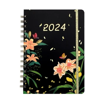 2024 Florale Planificator Notebook Twin-bobina de Legare Planificator de Student-Profesor Cadou