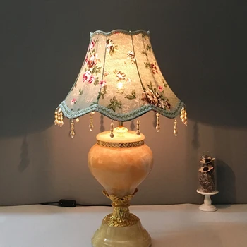 25CM Stil European Perla Ciucure Lampă de Masă Stofa de Umbra Franjuri de Margele de Lampa E27 Retro Tabelul Decorare Dormitor