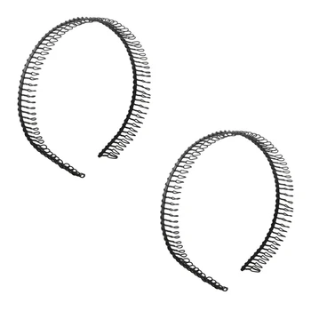 2X Dinti de Metal Pieptene Hairband Cerc Păr banda de Susținere Negru Pentru Femei