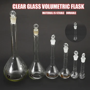5ml-100ml materiale de Laborator din Sticlă Transparentă Balon Cotat de Laborator Chimice Sticlă Cu Dop