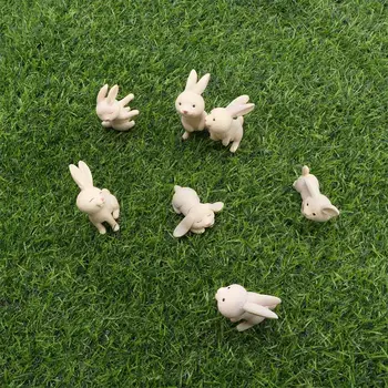 7Pcs/set Decor Acasă Animale Micro Peisaj Bonsai Bunny Ambarcațiuni Rabbit Ornament Hare Miniatură Decor de Paști Figurina Animal