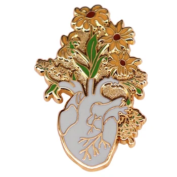 A2970 Creative Desene Animate Floarea-Soarelui Organ Inima Email Pin Broșă Inima Aliaj Ace Insigna De Golan De Bijuterii Cadou
