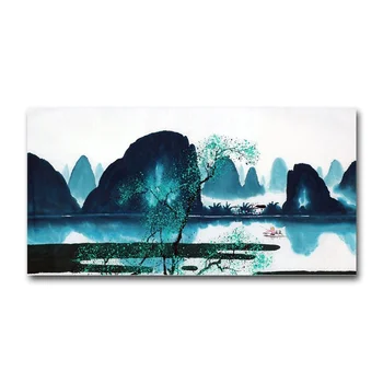 Acasă Decor Frumos Peisaj Pictura De Cerneală Chineză Munte Arta De Perete