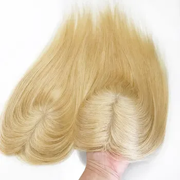 Blonda Culoare #613 Mătase Bază Femeile Topper Matasoasa Direct Virgin European Păr Uman Topper Bucată De Păr Clipuri Naturale În Scalp De Sus