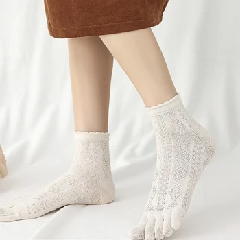 Bumbac Cinci Degetul Ciorapi Pentru Femei Marginea Curl Moda Colorate Vrac Șosete Scurte Cu Degetele De La Picioare Coreean Split, Șosete Tep