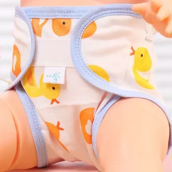 Bumbac Desene animate Ecologice Scutece Nou-născut Lavabile Scutece Refolosibile Reglabile Copii Potty Training Pantaloni Pentru 0-24M