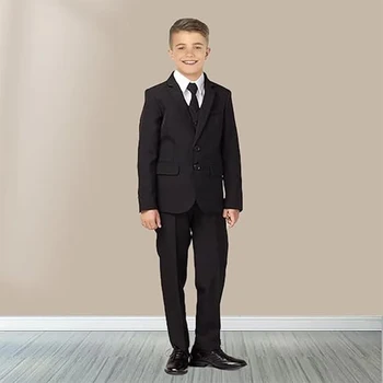 Băiatul se Potrivi Singur Breasted Notch Guler de Sacou 3 Bucata Costum Formal pentru Adolescent Băieții de Lux Copii, Uniforme Copii Alb Seturi
