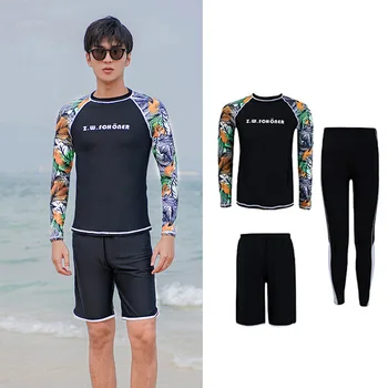 Bărbați 3pcs/set Maneca Lunga Soare UV Protectie costum de Baie Rash Guard Surf Costum de Surf, Înot Pantaloni Femei 5pcs/set Tricou Jambiere Bikini
