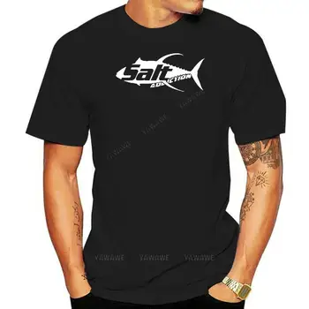 Bărbați Rotund gat tricouri Sare Dependenta Galben Fin de Pescuit tricou de pescuit de apă Sărată viața Ton de mare adâncime unisex Supradimensionate tee-shirt