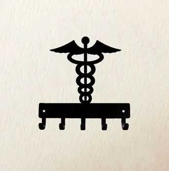 Caduceul Doctor medic Metal Key Rack Montat pe Perete cuplat Cheie Cuier opera de Arta Cârlig de perete, Haina Hange, Fier de Artă