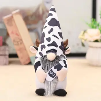 Cald Pitic Fericit Vaci Plus Gnome Fermecător Vaca Gnome Pluș Ornamente pentru Casă Home Decor Alb-Negru cu Model Bovine Păpuși