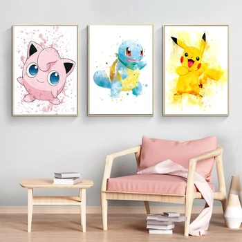 Canvas Postere Pokemon Pikachu Agățat Modular Printuri Cadouri Living Arta De Perete Acasă Imagini Benzi Desenate Copil Cifrele De Acțiune