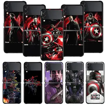 Caz Pentru Samsung Galaxy Z Flip 4 Z Flip3 5G Caz pentru Galaxy Z Flip PC Hard Shell Capa Funda Marvel Thor, Iron Man, Captain America