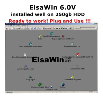 Cea mai recentă Versiune ELSAWIN 6.0 Software-ul de Reparații Auto pentru Audi, VW Auto Reparare de Date elsa 6.0 instalat bine 250gb HDD gata de utilizare