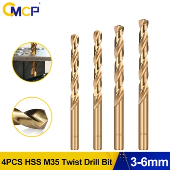 CMCP Burghiu HSS M35 cu Cobalt 5% Twist Drill Bit 4buc 3 4 5 6 mm Pentru Metal din Oțel Inoxidabil, Lemn Hole Cutter Gaura de Foraj