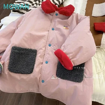 Copii, haine fete, haine de iarna, stil de roz, de lungime medie din bumbac jacheta de pluș copii jacheta fetita strat cald