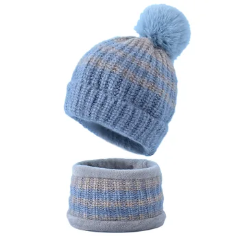 Copii pălărie de iarnă îngroșat cald de lână pălărie toamna și iarna nou tricotate mare pentru copii pălărie gât set