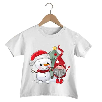 Copil de Craciun Desene animate T-shirt Gnome Fete Topuri Tricou Xmas Party Baieti Haine de Crăciun, om de Zăpadă de Imprimare Copil Toamna Tricou