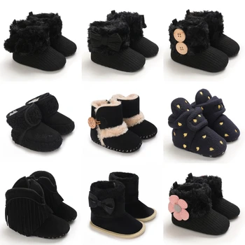 Copilul Toamna Și Iarna Cizme Fete Și Băieți Negru Pantofi de Cald Negru la Modă Copil este Primul Pas în Pantofi pentru Copii 0-18M
