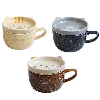 Creative Ceramice, Cani De Cafea Cu Capac Pisica Drăguț Ceașcă De Porțelan, Mic Dejun În Familie Lapte Cana De Suc De Băuturi
