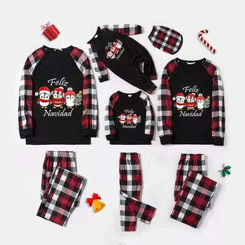 Crăciun Potrivire Familie Pijamale Design Exclusiv Trei Pinguini Feliz Navidad Negru Set De Pijama