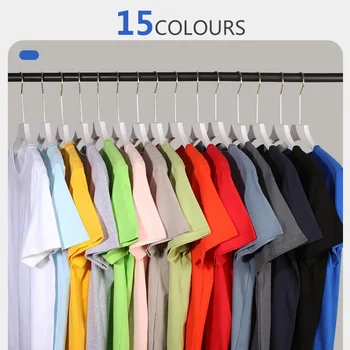 Culoare solidă tricou 8 Culori 2023 Noi Maneca Scurta Barbati/Femei Grele Kg 200g de Bumbac Alb Crewneck Top Vrac S-4XL