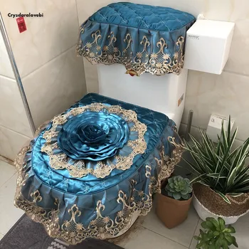 De lux în stil European, trei piese toaletă set Tesatura dantelă toaletă Îngroșa universale a pernei scaunului de toaletă fermoar Capacul de Cusut