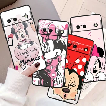 Disney Mickey Minnie rezistent la Șocuri Acoperire Pentru Google Pixel 8 7A 6A 5A 5 4 4A XL Pro 5G Negru Caz de Telefon Moale Fundas Capa Caz de Telefon