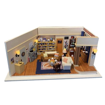 DIY din Lemn, Case Papusa lui Sheldon Apartament Casa in Miniatura Kit de Construcție Păpuși Cu Mobilier de Asamblare Jucarii pentru Prieteni Cadouri